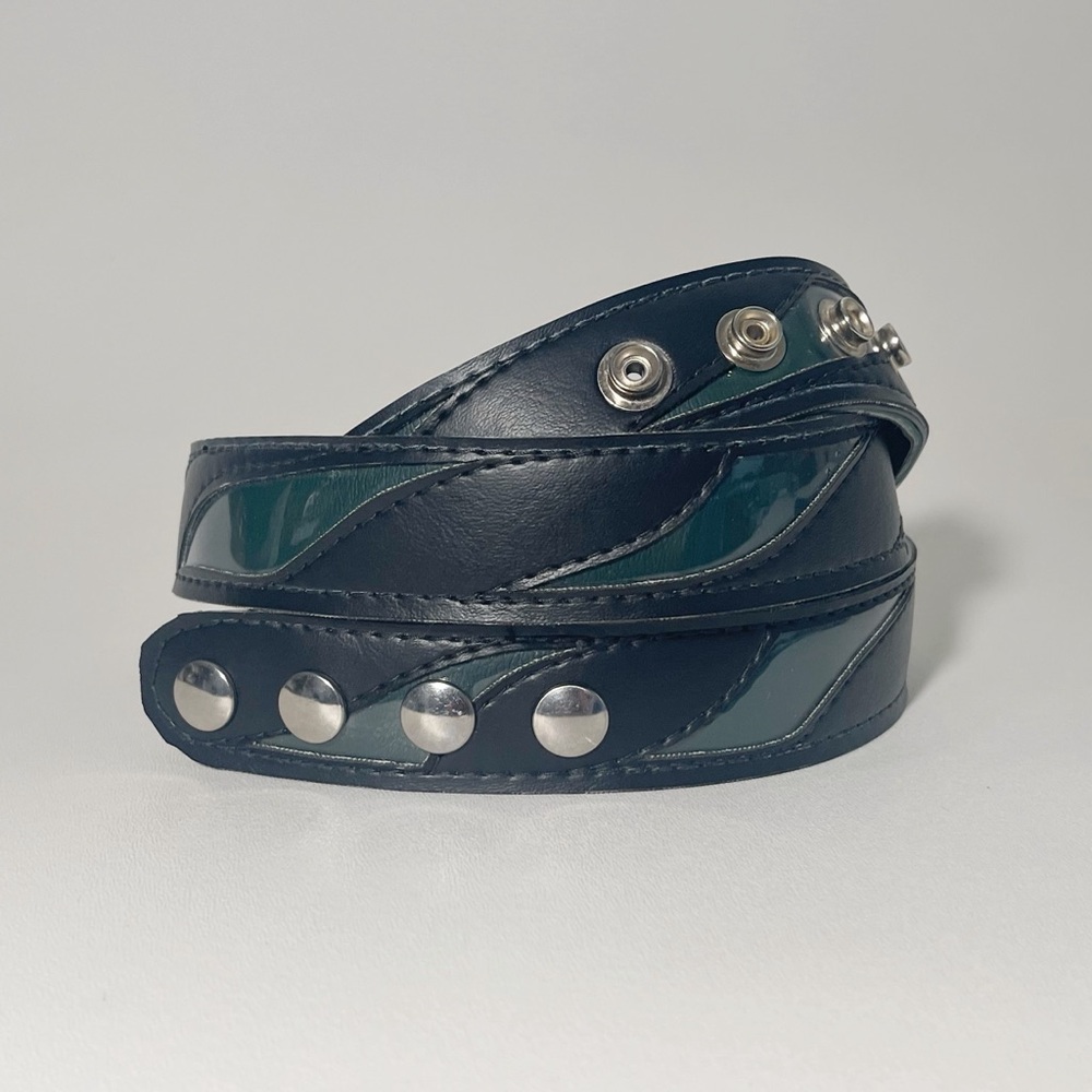 Heavy Duty Adjustable Vinyl Belt w/ Stainless Snaps and Decorative Stitching